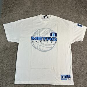 VINTAGE Metro Basketball Shirt Mens XL White Baggy Streetwear Short Sleeve Y2K